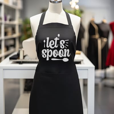 Verstelbaar kookschort, unisex, met 2 Zakken Vloeistof Druppel Waterbestendig Koken Keuken Restaurant Bar Schilderen BBQSchort, voor diverse doeleinden, Zwart Schorten Koksschort Unisex Schorten voor Vrouwen en mannen , lets spoon