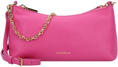 COCCINELLE Leren Schoudertas Aura Mini Bag Grained Leather New Fucsia Paars