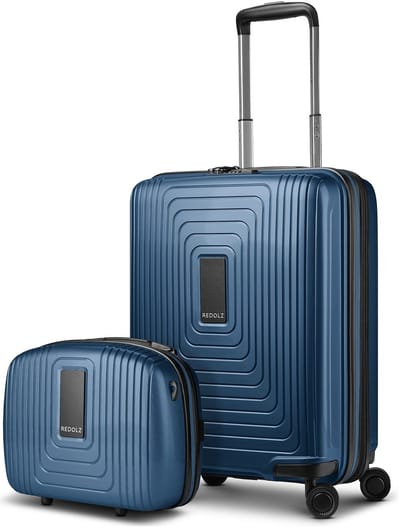 Redolz Essentials 14 Kofferset, 2-delig: Cabinewagen met uitbreidingsplooi en Beautycase - Harde bagage - TSA slot - dark blue metallic