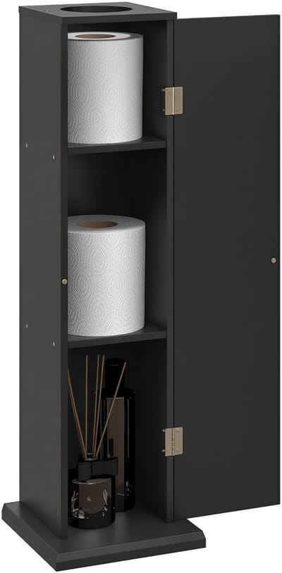 HOMCOM Badkamerkastje - MDF - 19,5 x 19,5 x 65 cm - Zwart