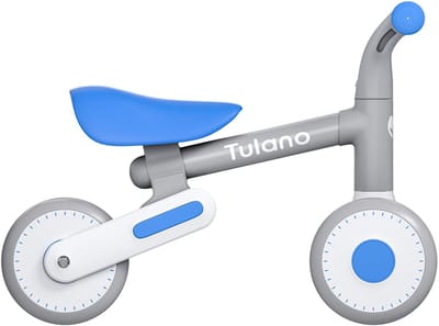 Tulano Scout 20 Loopfiets – Voor Kinderen van 1-3 Jaar – EVA Lekvrije Banden – Verstelbaar Zadel – Antislip Handvatten – Superlicht 1,93 kg – Stuurblokkering – Wit/Grijs/Blauw
