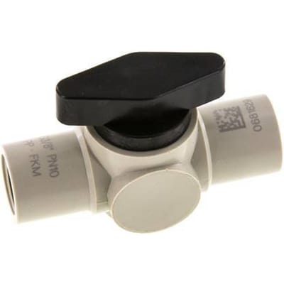 PP 2-Weg Kogelkraan G 3/8'' FKM Vacuüm