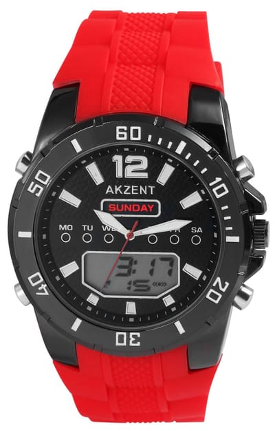 AKZENT herenhorloge silicone zilverkleurig, 3 ATM