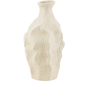 HomeBound by KY | Aardewerk vaas wavestone beige | bloemenvaas | 14x14x26,5cm