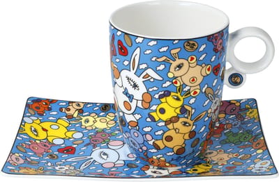 Goebel - Mauro Bergonzoli | Kop en schotel Magic Bunny Explosion | Porselein - 19cm - 400ml