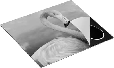 Chefcare Inductie Beschermer Roze Flamingo in de Wolken - Zwart Wit - 60x50 cm - Afdekplaat Inductie - Kookplaat Beschermer - Inductie Mat