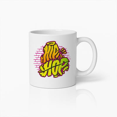 Hip Hop Graffiti Mok – Kleurrijk Street Art Ontwerp – 330 ml Witte Koffiebeker voor Muziek- & Urban Art Fans