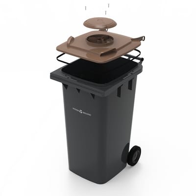 Anti maden en stank deksel - Kliko klep - 240 liter container - Bruin