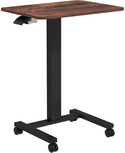 Bureaus - 65x48x108 cm - Verstelbaar Laptop Bureau - Handkurbel, 4 Rollen - Spaanplaat - Rustiek Bruin