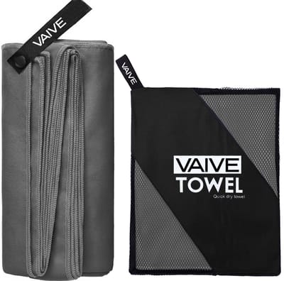 VAIVE Microvezel handdoek - Strandlaken 100x200 - Badlaken - Reishanddoek Sneldrogend - Grijs