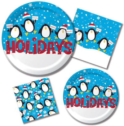 50 servetten met pinguïns in de sneeuw, 2-laags, 33x33cm