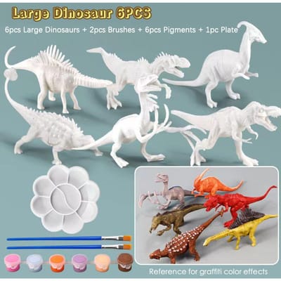 6 pièces/8 pièces, Jouets Dinosaure à Colorier DIY, Jouet Blanc Modèle Graffiti Peignable, Jouet Puzzle Créatif Remplir les Blancs pour Enfants Cadeau