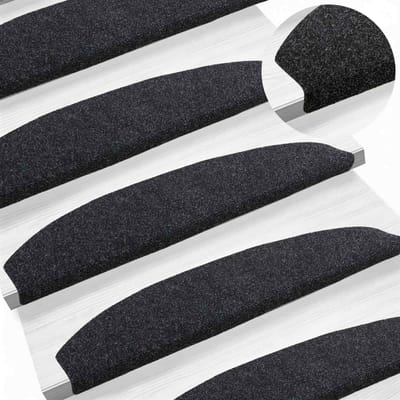 vidaXL - Zelfklevende - trapmatten - 15 - st - 80 - x - 24,5 - x - 3,5 - cm - Zwart