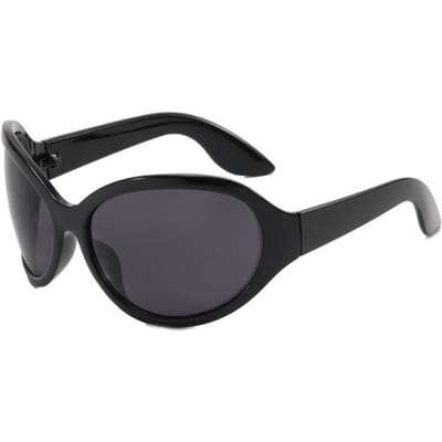 Y2K Punk Zonnebril Oversized Zwart UV400 Bescherming Unisex Sportbril Mode Merk Brillen voor Dames Heren show as picture black