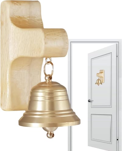 Houten Deurbel - Decoratieve Bel - Entree Verfraaien - Magnetisch Ontwerp - Twee Maten - Houtkleur