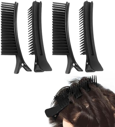 Dailygoods- Haarclips 4 Stuks - Antislip Kamtand Design - Creatieve Haarklemmen - Professionele Accessoires - Lichtgewicht Kunststof - Zwart - Haarklem