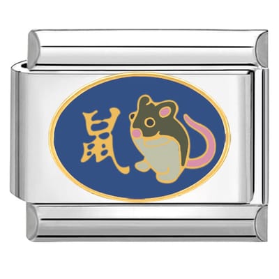 Quiges - Schakel - Bedel - 9mm - charms - Chinese Horoscope Rat - Geschikt voor - armband - Schakelarmband - italy bedels armband
