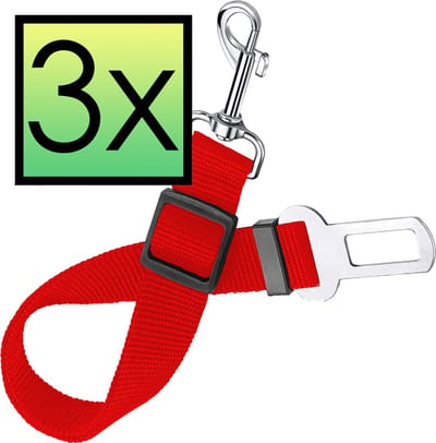 Verstelbaar Hondenriem Autogordel Universele Auto Hondengordel (3 Stuks) - Rood