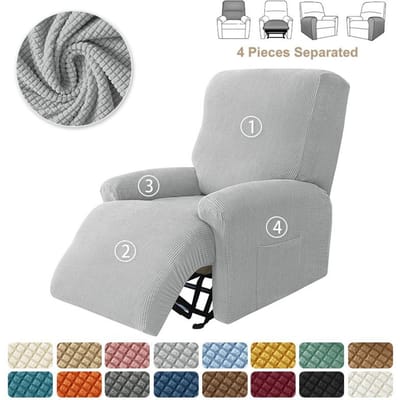 4 Stuks Split Relaxfauteuilhoes voor Woonkamer Relaxstoelhoes Jacquard Fauteuilhoezen Stretch Bankhoezen 1-Zits