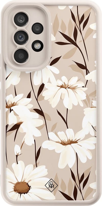 Casimoda® hoesje - Geschikt voor Samsung Galaxy A53 - In Bloom - Zwart TPU Backcover - Planten - Bruin/beige