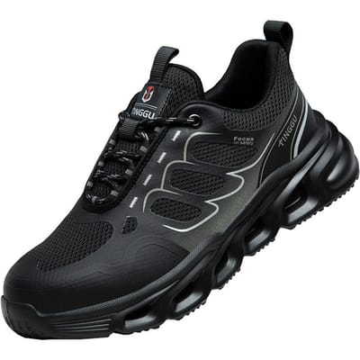 NIEUWE Veiligheidslaarzen met Draaisluiting voor Heren WerkSneakers Dameslaarzen Ademend Schoenen met Stalen Neus Veiligheid Prikbestendige Herenlaarzen 36 black