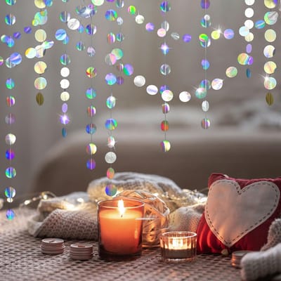 Hangende papieren slinger, 7 stuks, verjaardag, feestdecoratie, 92 ft kleurrijk, glitter, ronde slinger, 4 m, iriscent cirkels, stippen, slinger, voor verjaardag, party, decoratie, bruiloft