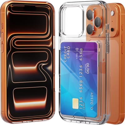 Hoesje - geschikt voor iPhone 17 Pro - Pasjeshouder - Transparant - Kaarthouder - Kristalhelder - Hard Case - hoes