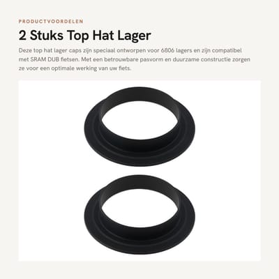 Dailygoods- Top Hat Bearing Caps 41,9mm - 2 Stuks - Compatibel met 6806 Lager - Geschikt voor SRAM DUB Fietsen - Duurzaam Nylon - Eenvoudig te Installeren - Lagerdoppen
