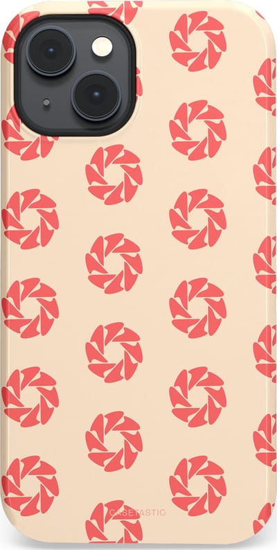 Casetastic hoesje geschikt voor Apple iPhone 14 Plus - MagSafe - Dubbellaagse bescherming - Peach Bloem Cirkels - Fashion Case - Crème Koraal Perzik