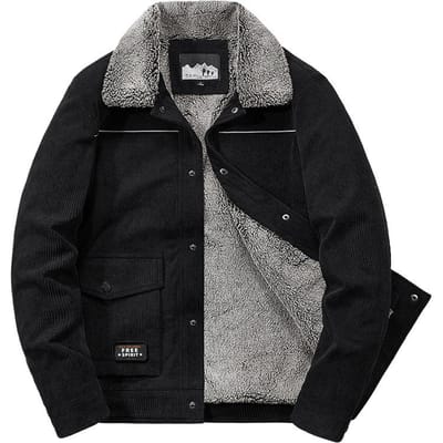 Winter Trui met kraag Katoen-gewatteerd Heren Fleece Verdikt Corduroy Groen Middelbare leeftijd Katoen-gewatteerde Warme Jas Revers 4XL gray