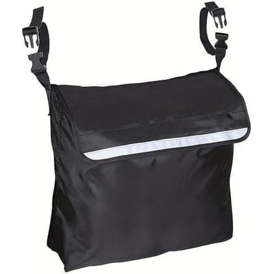 Sac de Rangement pour Fauteuil Roulant Grande Capacité - Noir Tissu Oxford Organisateur de Siège Arrière de Caddie avec Poche en Maille et Sangle de Poignée noir