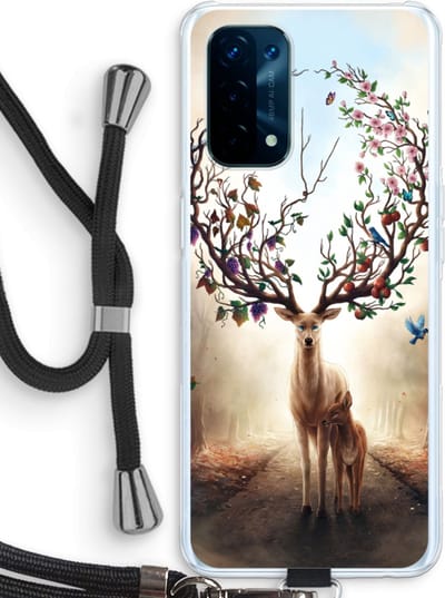 Case Company® - Hoesje met koord geschikt voor Oppo A74 5G hoesje met Koord - Seasons Change - Telefoonhoesje met Zwart Koord - Bescherming aan alle Kanten en Over de Schermrand