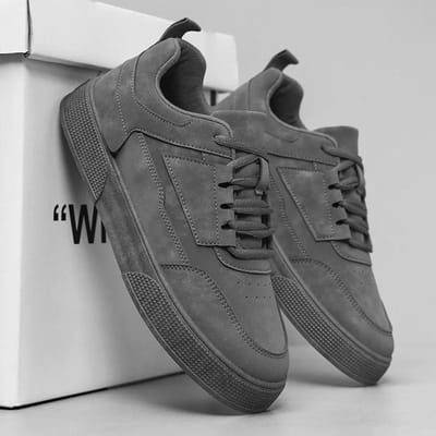 Leren Heren Skateboardschoenen Casual Schoenen Platform Hardloopsneakers Ademend Lichtgewicht Tennisschoenen Sportschoenen Grote Maat 42 gray