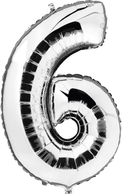 Haza Original Folieballon Cijfer "6" 92 Cm Zilver