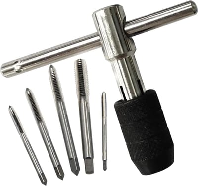 Tapsleutelset - Schroefdraadgereedschap - Metaalbewerking - Ergonomische T-greep - 3-12 mm - Grijs