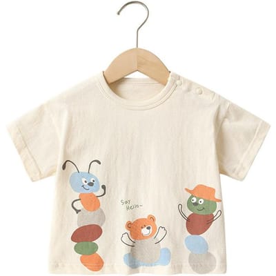 Babykleding Casual T-shirts met korte mouwen Zomerkleding Jongens Meisjes Baby Kinderen Kinderen Zomer Tops met halve mouwen 120cm white
