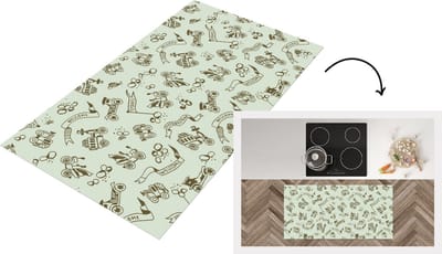 Keukenloper - Loper keuken - Vintage - Auto - Oldtimer - Jongen - Patroon - 120x60 cm - Keukenloper vinyl
