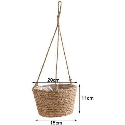 Geweven Bloemenmand Rustieke Retro Stijl Bruine Kleur Decoratieve Multifunctionele Stro Mand voor Kantoor beige