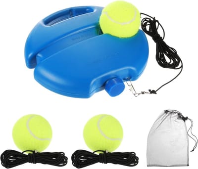 Tennistrainingsbal - Solo Rebounder - Zelf Oefenen - Met 3 Snaren - 20cm Basis - Blauw