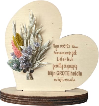 Tekstbord en droogbloemen liefste Meter | MULTICOLOR | METER BEETJE GEK | liefste meter | cadeau meter | jij bent de liefste | meter vragen | meter worden