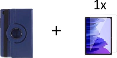 Draaibaar Hoesje - Rotation Tabletcase - Multi stand Case Geschikt voor: Samsung Galaxy Tab A7 10.4 Inch (2020) T500/T505 - Donkerblauw + 1x screenprotector