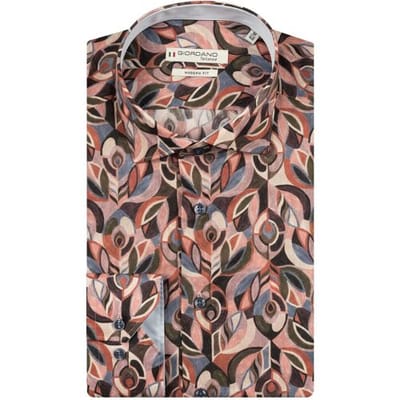 Giordano Overhemd Maggiore Abstract Liberty Pattern Deep Mauve-Multi / male