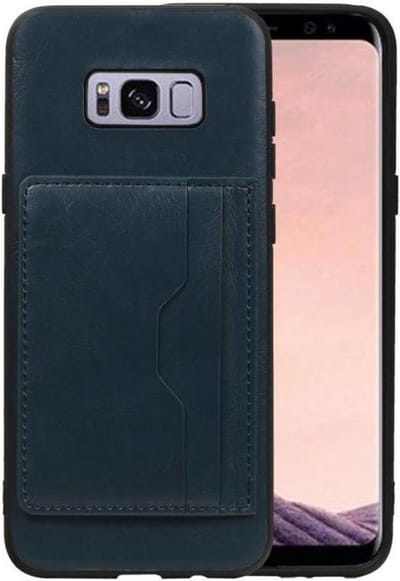 Staand Back Cover met 1 Pasjeshouder Hoesje Geschikt voor Samsung Galaxy S8 Plus Navy