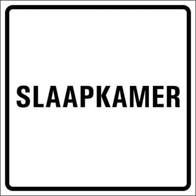 Slaapkamer sticker, wit zwart 100 x 100 mm