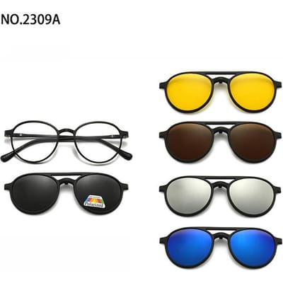 5 Lenzen Magnetische Clip Zonnebril Vierkant Heren Grijs TR90 Frame Op Maat Sterkte Dames Myopie Bril Duurzaam Lichtgewicht SHOW AS PICTURE