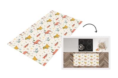 Keukenloper - Loper keuken - Hond - Teckel - Patronen - Bloemen - 120x60 cm - Keukenloper vinyl