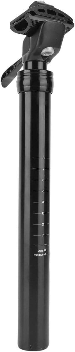 Fietszadelpen Schokdemper - Verende Zadelbuis - Comfortabel Fietsen - Handmatig Hefsysteem - 125 mm Slag - Zilver