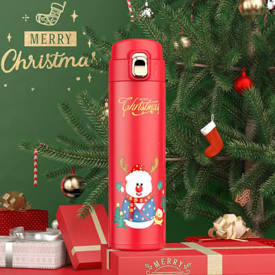 450ml Kerst Thermosbeker Voor Kinderen Roestvrijstalen Waterfles Thermische Mok Vacuümfles Elanden Thermosbeker Kerstcadeau 2024 450ML