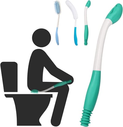 Complete Toilet Reinigingsset met Lange Handgreep, Antislip Wc-kwast en Gebogen Borstel voor Obese, Ouderen en Personen met Beperkingen