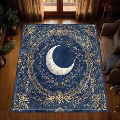 Sikkelmaan Hemelse Nachthemel Tapijt Mystieke Kunst Tapijt Elegant Blauw Woonkamer Decor Antislip Wasbare Vloermat 80*120cm